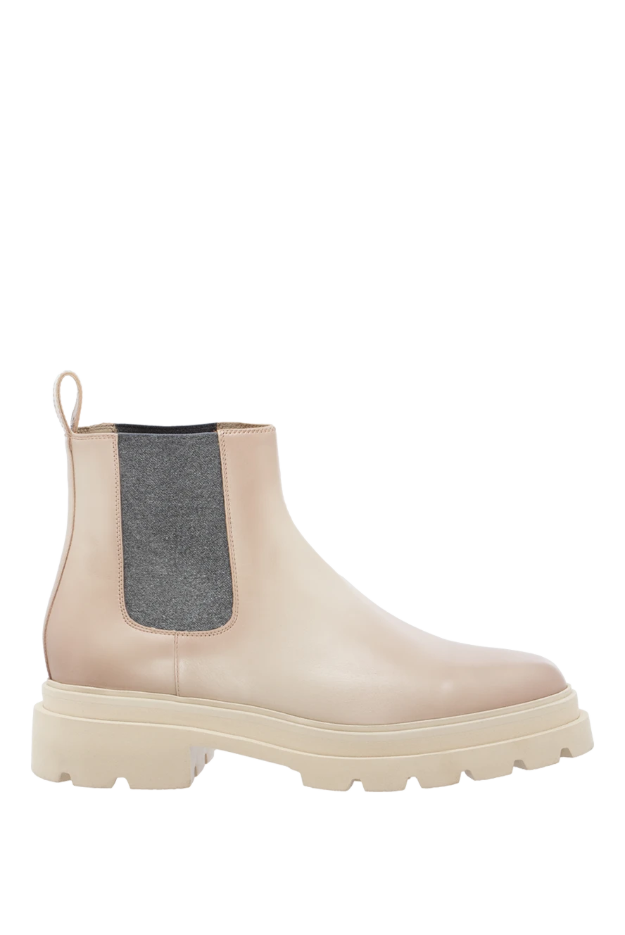 Santoni woman beige leather chelsea boots for women купить с ценами и фото 174316 - photo 1