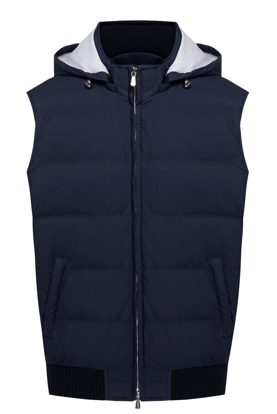 Enrico Mandelli жилет мужской утеплённый с капюшоном демисезонный синего цвета 174333 - фото 1