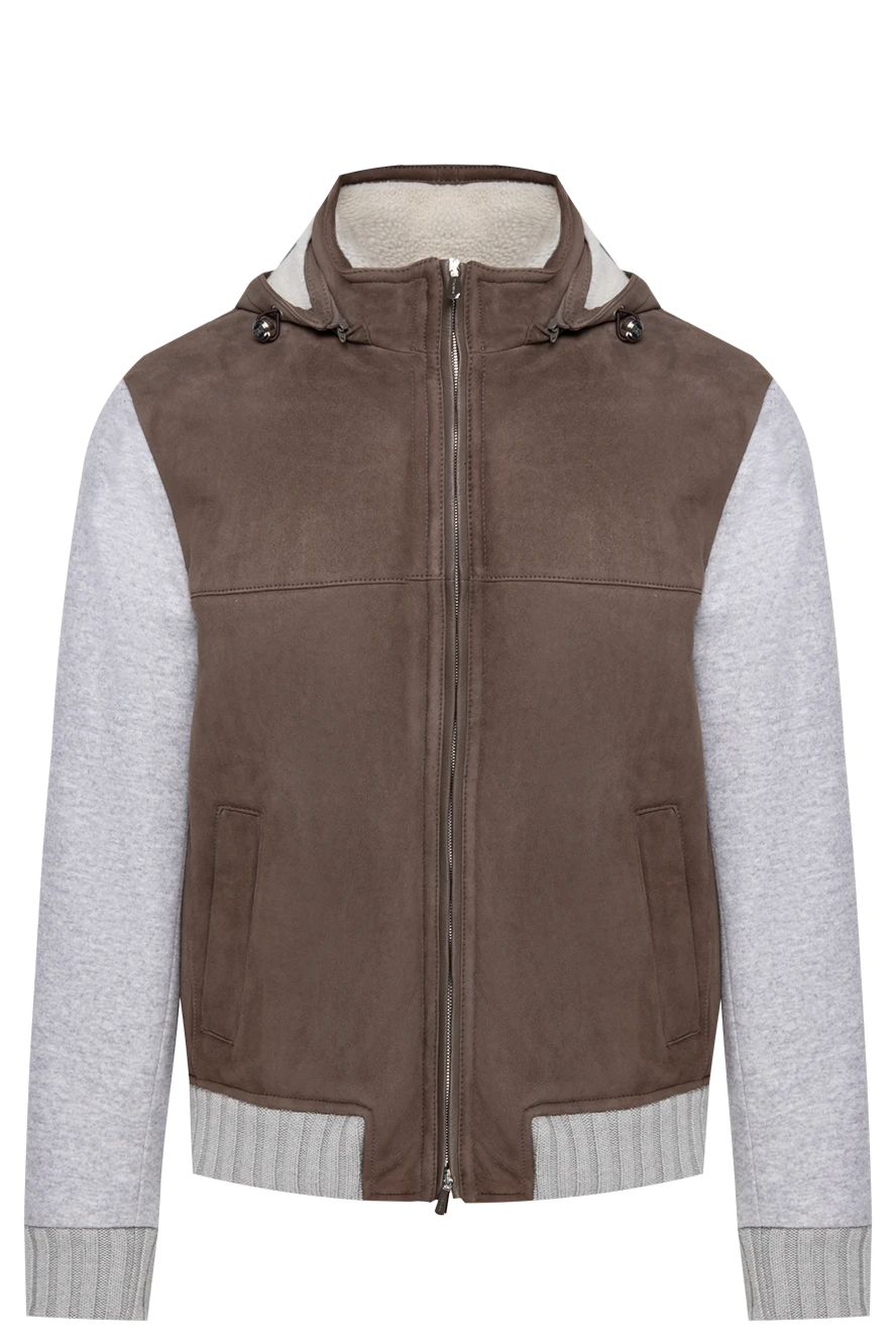 Enrico Mandelli дубленка из замши и кашемира коричневая мужская 174336 - фото 1