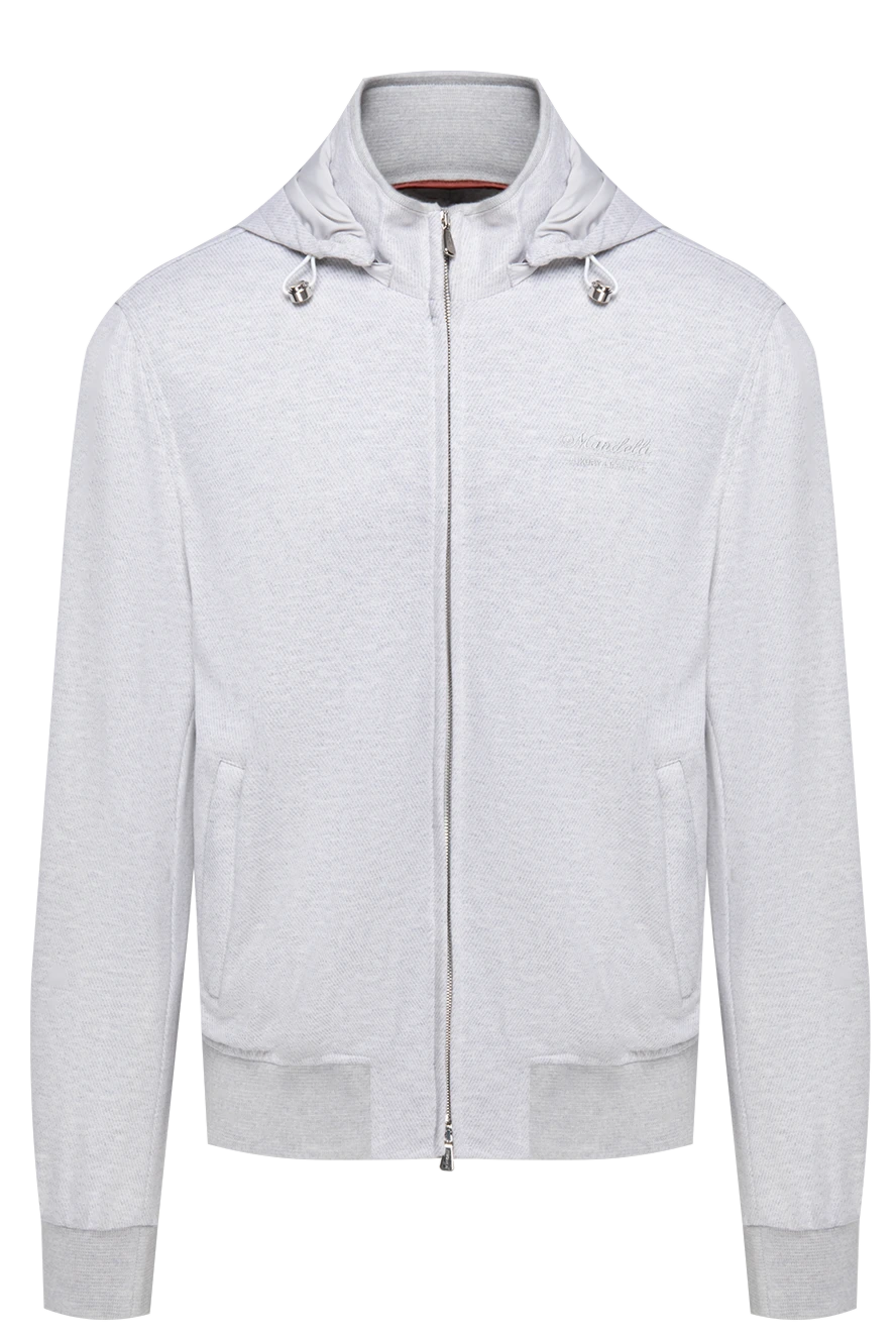 Enrico Mandelli жүн мен мақтадан тігілген спорттық күрте, сұр түсті ерлерге арналған 174346 - фото 1