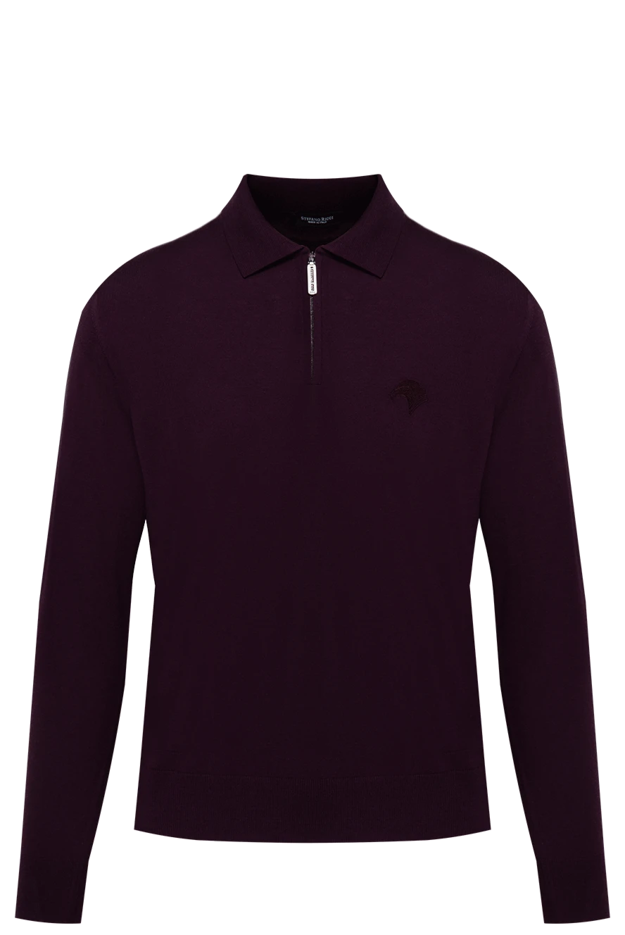 Stefano Ricci поло мужское бордовое шерстяное с вышитым логотипом на молнии 174359 - фото 1