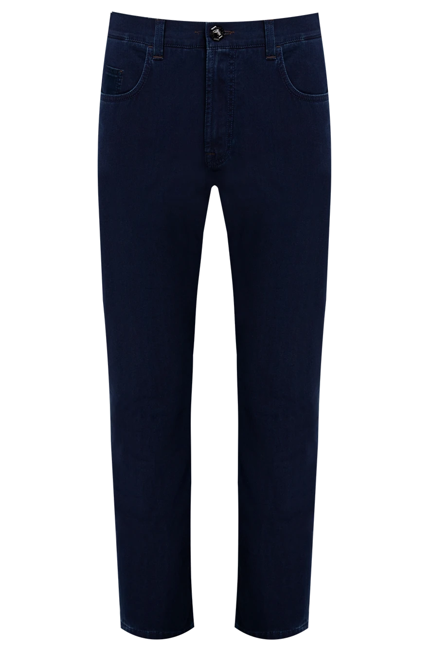 Stefano Ricci мужские джинсы темно синего цвета с декоративной эмблемой 174373 - фото 1