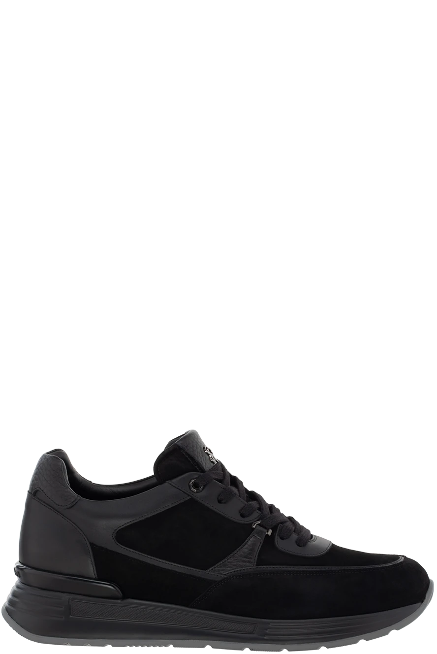 Stefano Ricci кроссовки мужские черные с лого на язычке 174383 - фото 1