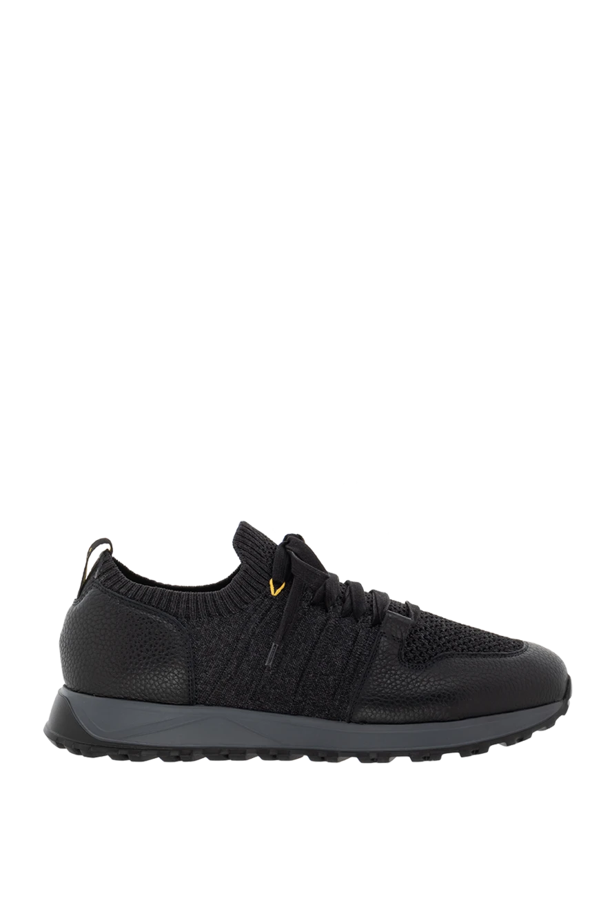 Doucal`s man  black men's cotton and leather sneakers купить с ценами и фото 174398 - photo 1