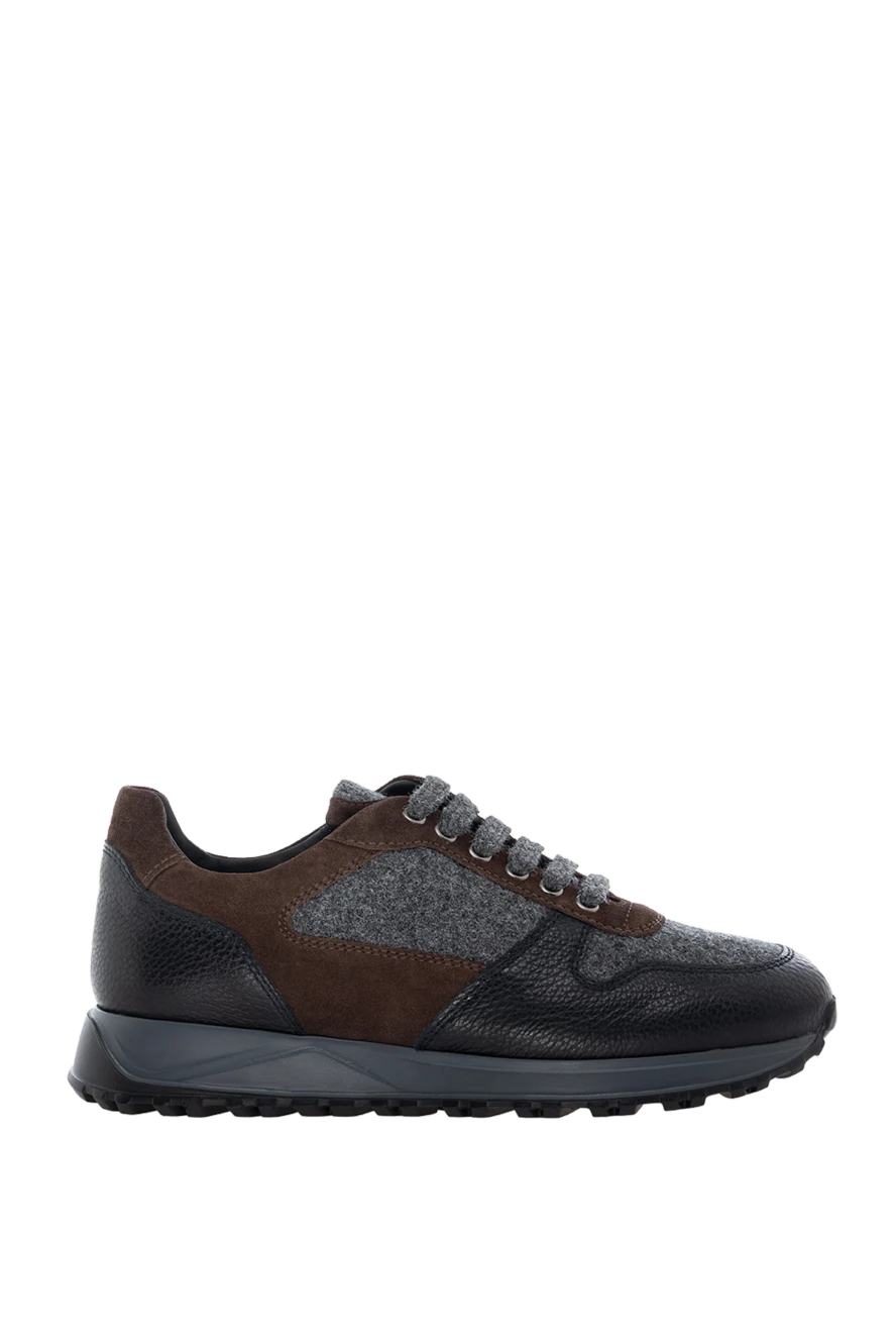 Doucal`s man  gray men's sneakers made of genuine leather and wool купить с ценами и фото 174405 - photo 1