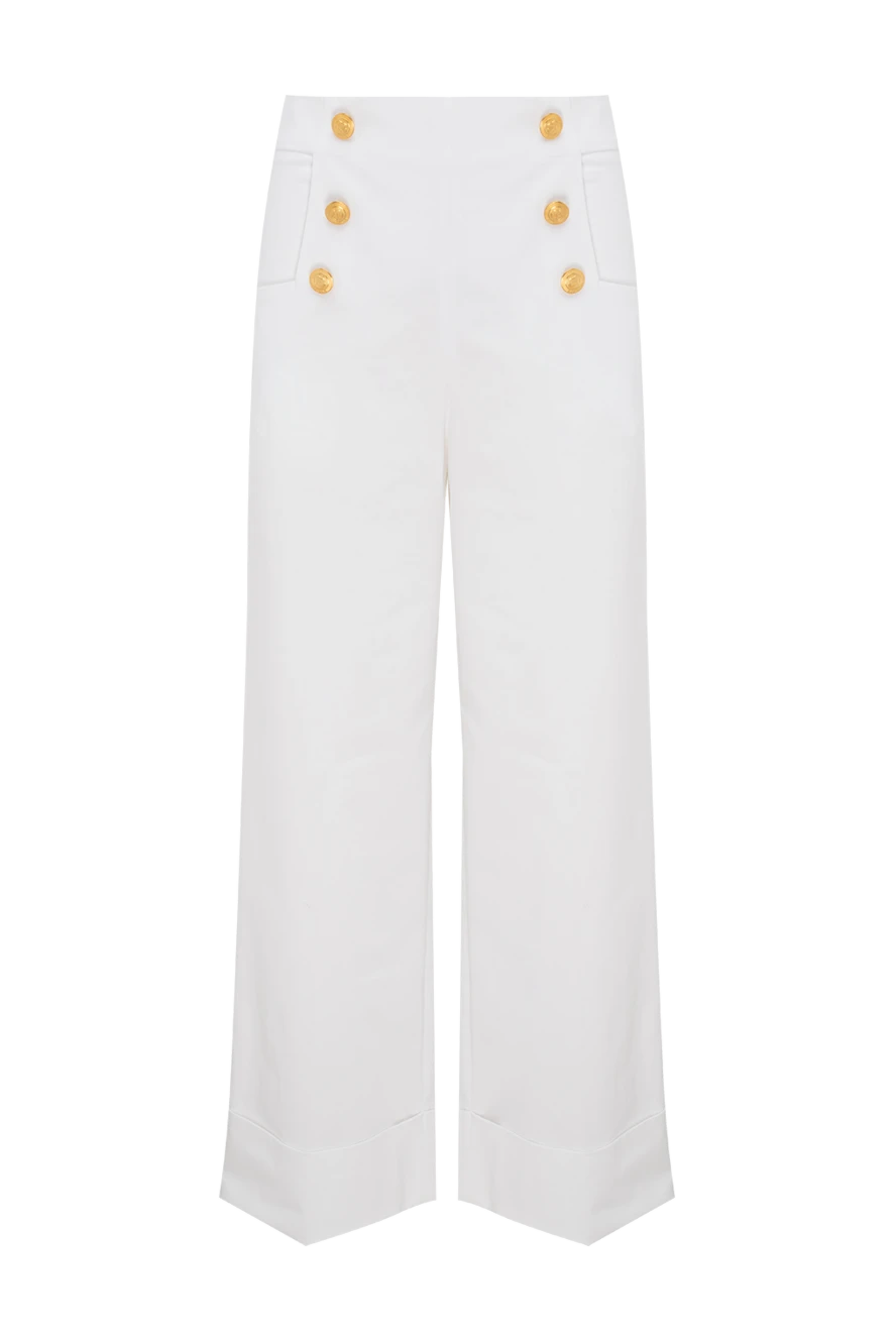 P.A.R.O.S.H. woman white cotton and elastane pants for women купить с ценами и фото 174406 - photo 1