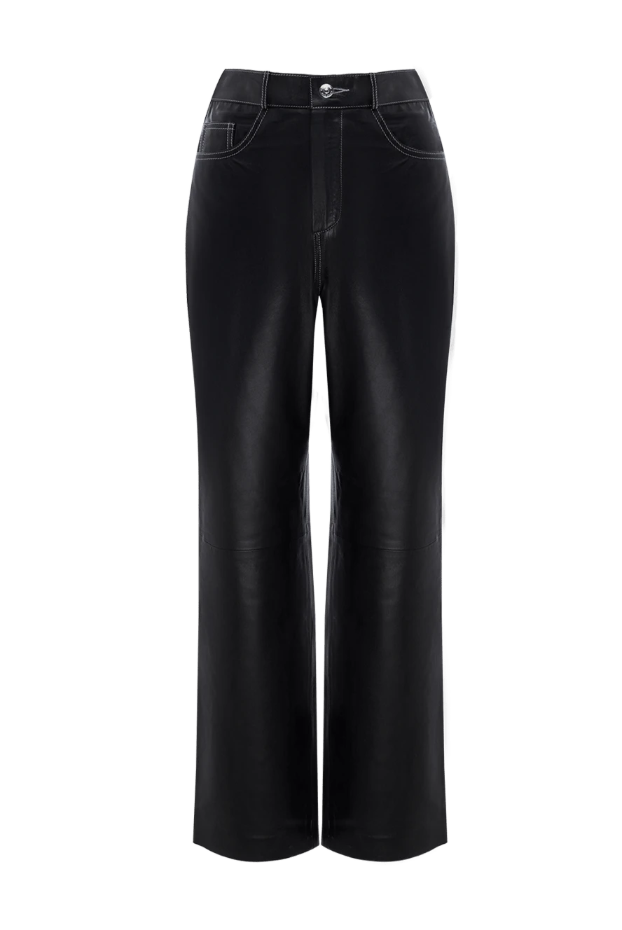 Fleur de Paris woman black leather trousers for women купить с ценами и фото 174505 - photo 1