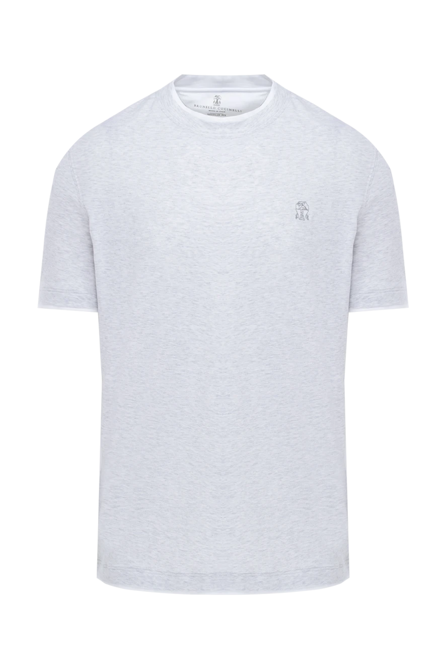 Brunello Cucinelli серая мужская футболка из хлопка с эффектом наложения слоев 174520 - фото 1