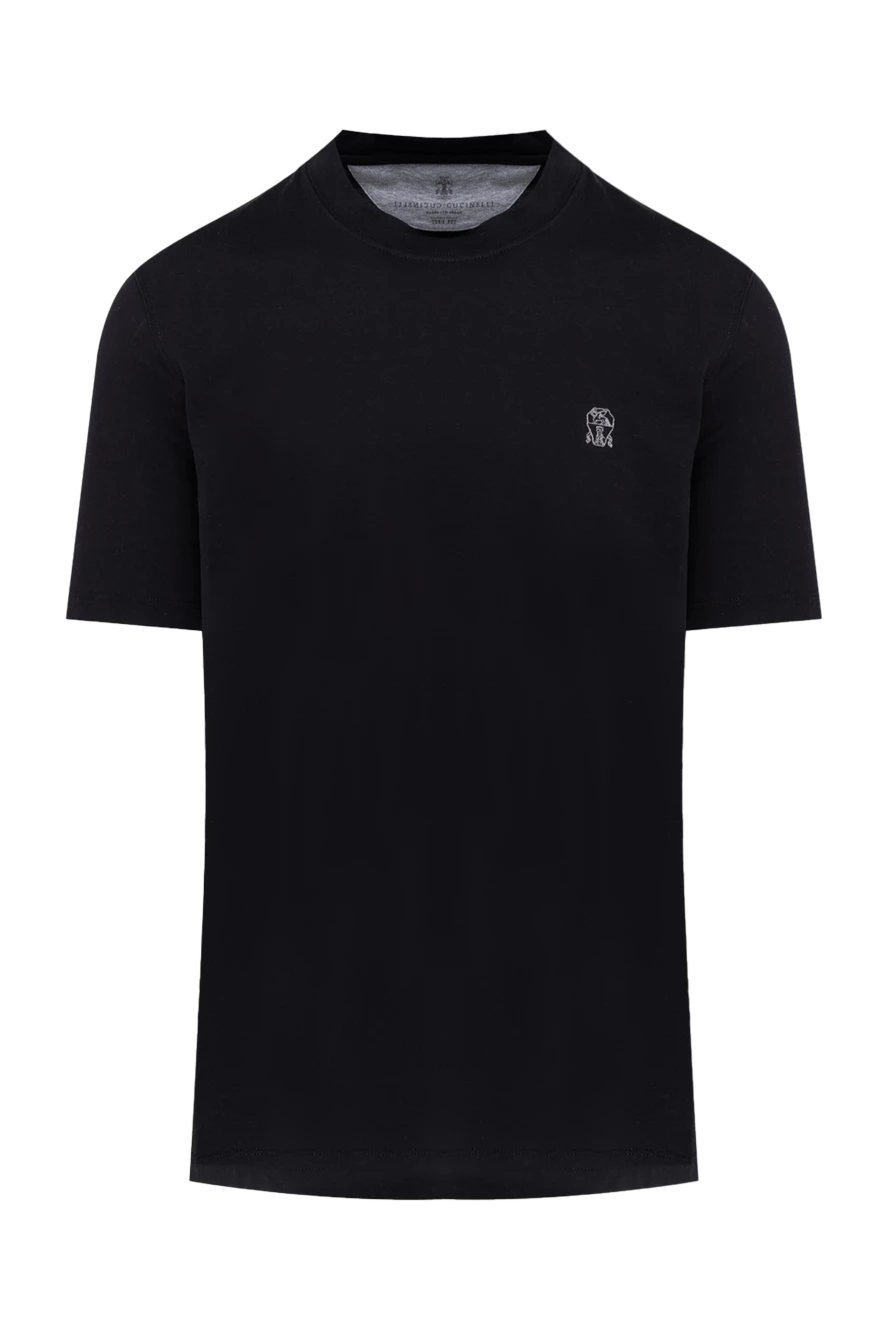 Brunello Cucinelli черная хлопковая футболка мужская с вышитым логотипом 174535 - фото 1