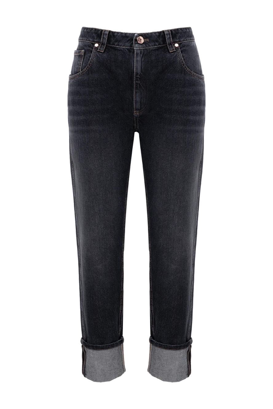 Brunello Cucinelli үлкен манжеттер бар әйелдердің қара сұр джинсы 174570 - фото 1