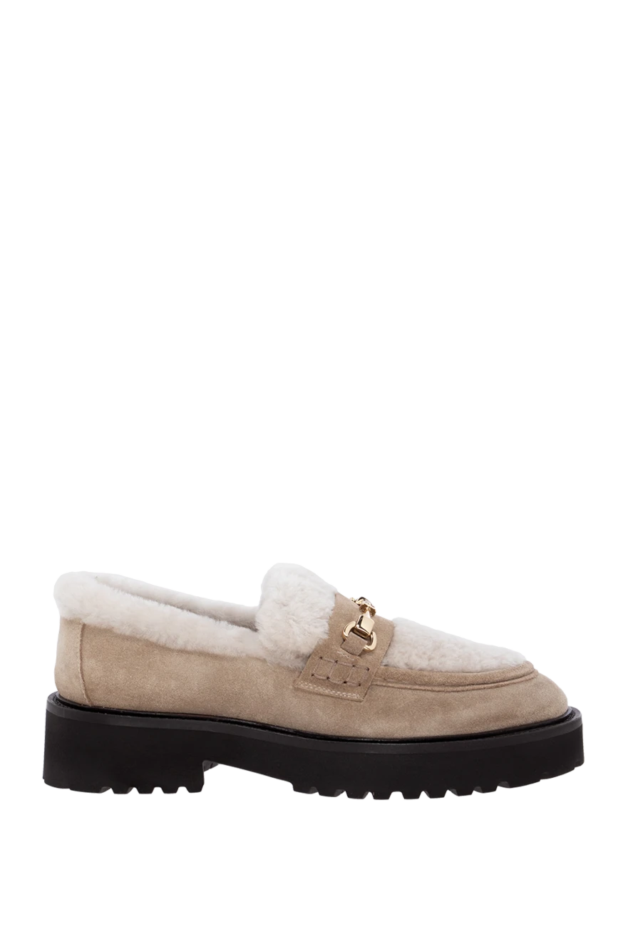 Doucal`s woman beige suede and fur loafers for women купить с ценами и фото 174629 - photo 1