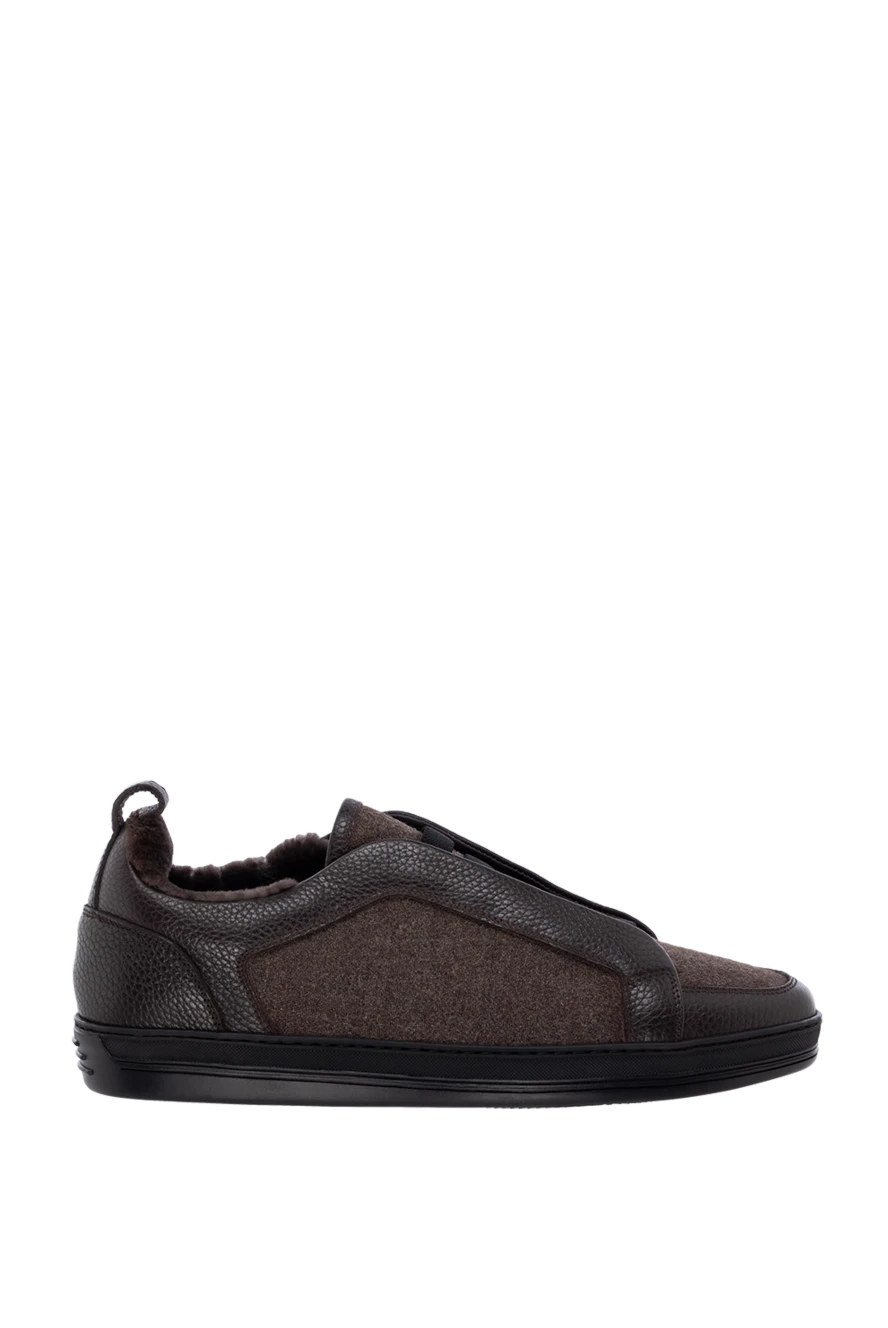 Doucal`s man men's brown calfskin and wool sneakers купить с ценами и фото 174637 - photo 1