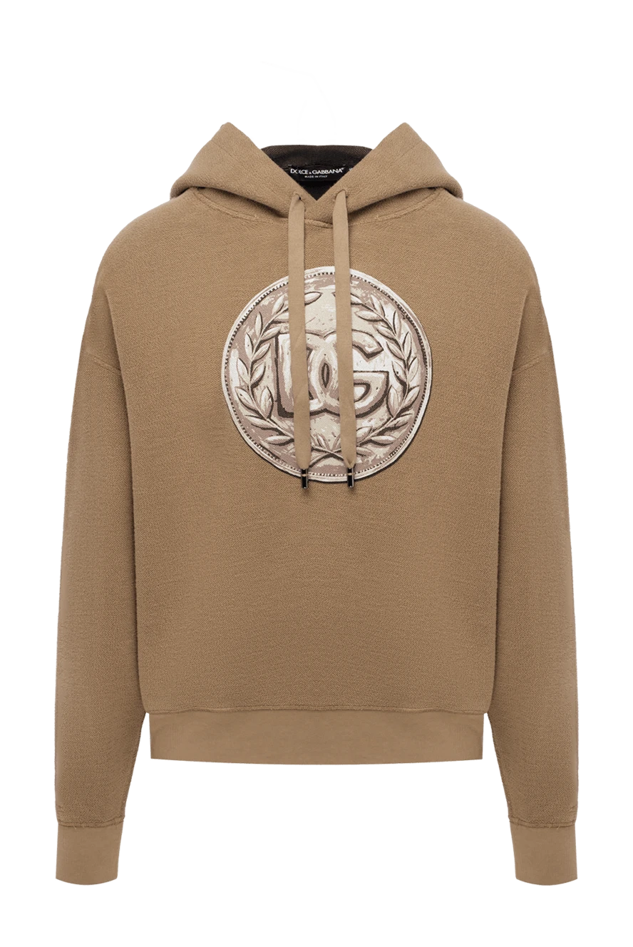 Dolce & Gabbana man men's cotton hoodie, beige купить с ценами и фото 174641 - photo 1