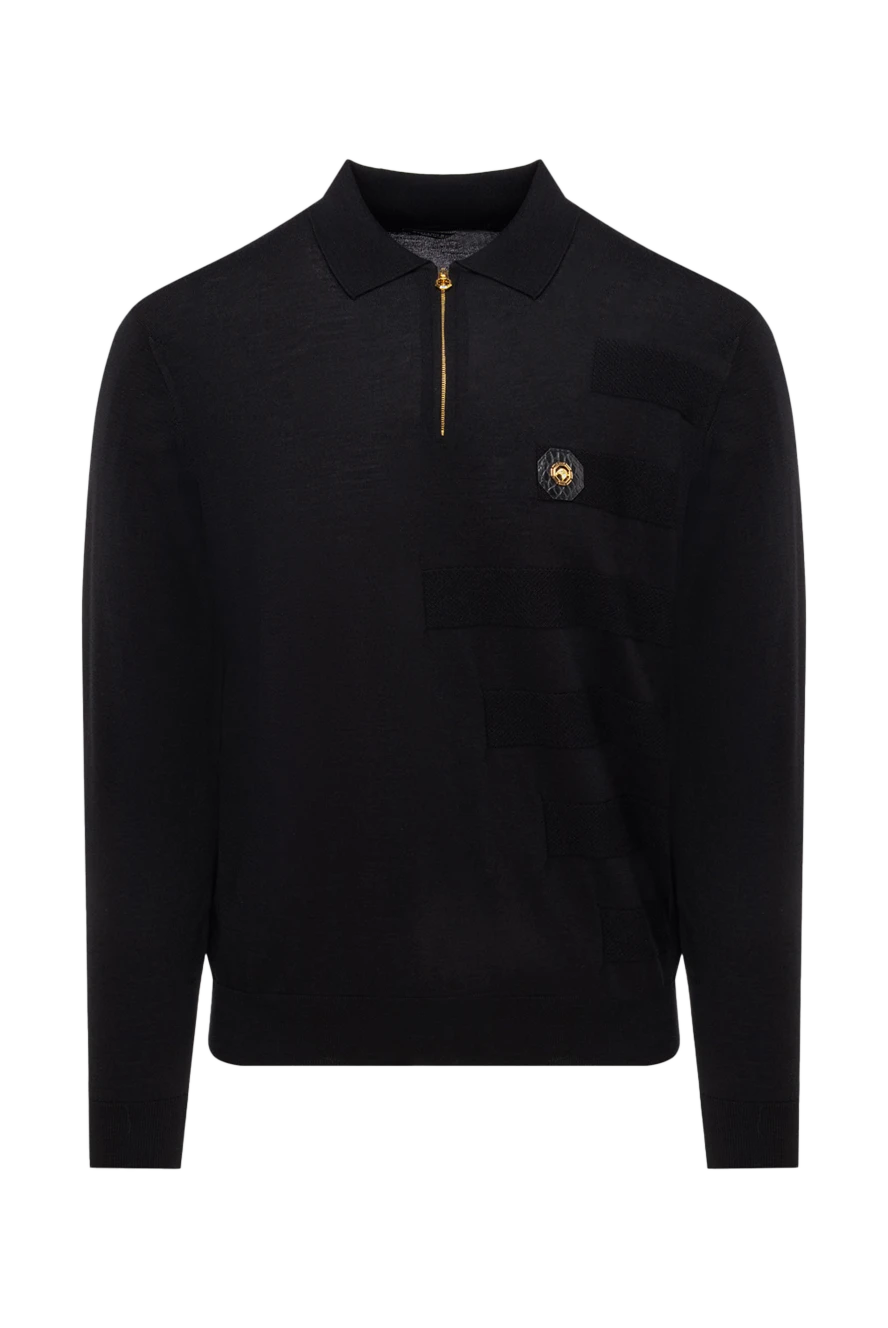 Stefano Ricci поло с длинным рукавом из шерсти мужское черное с длинным рукавом 174647 - фото 1