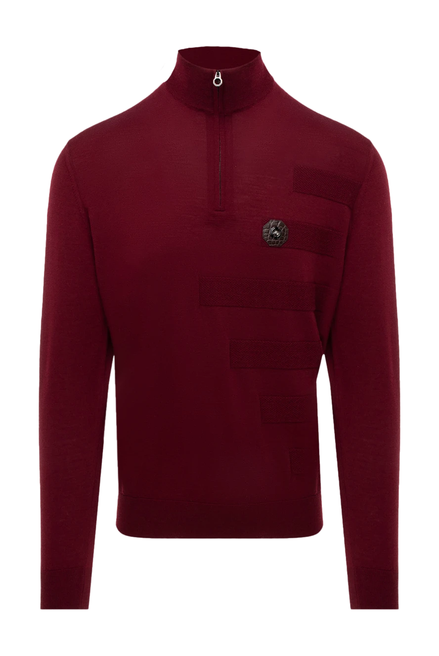 Stefano Ricci тройер из шерсти и кожи аллигатора бордовый мужской 174649 - фото 1