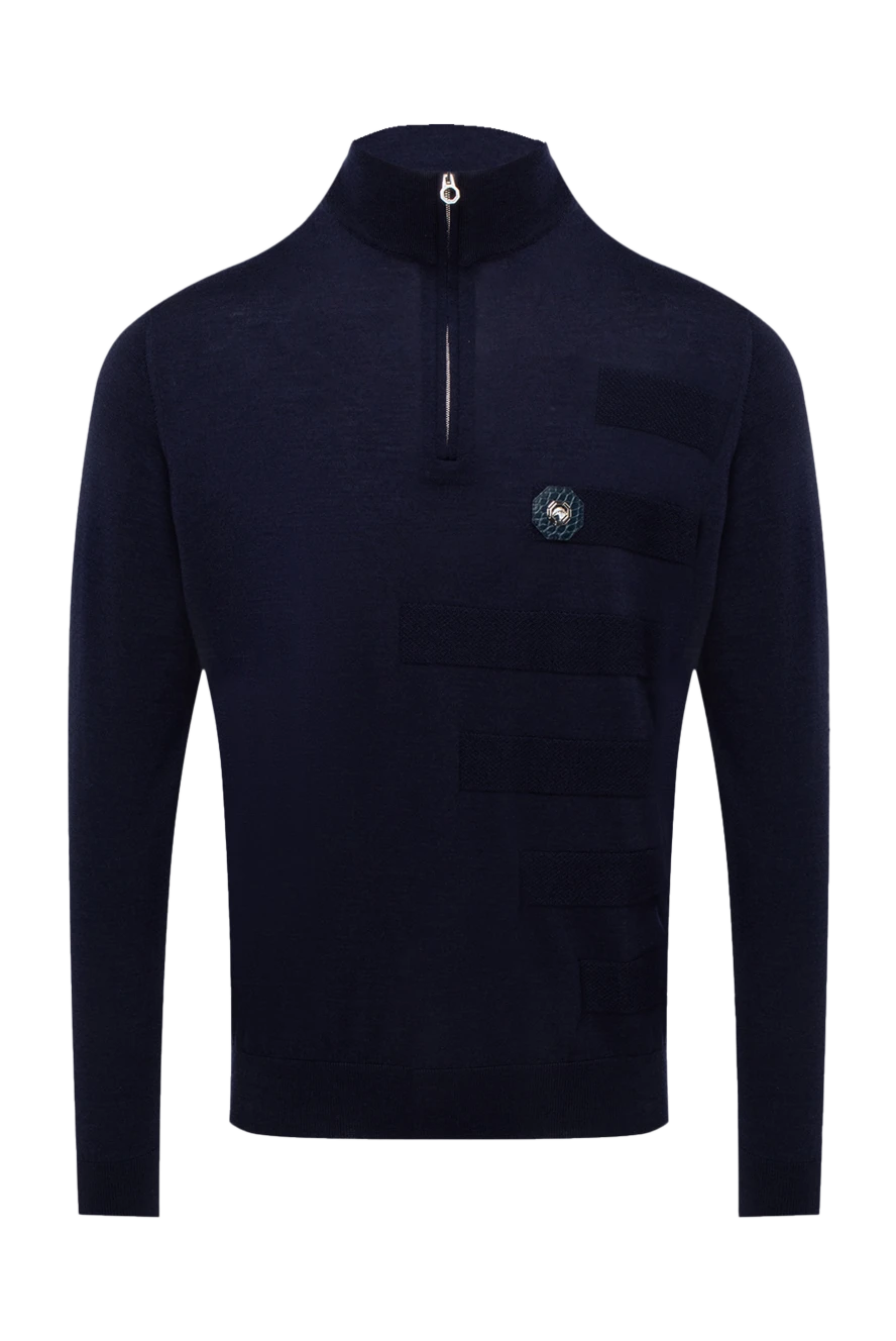 Stefano Ricci тройер из шерсти и кожи аллигатора синий мужской 174651 - фото 1