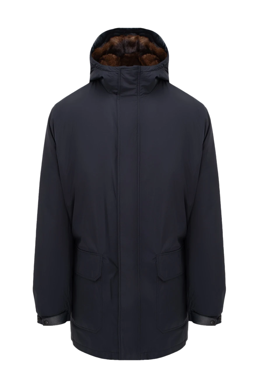 Seraphin куртка-парка на мехе норки с капюшоном синяя мужская 174661 - фото 1
