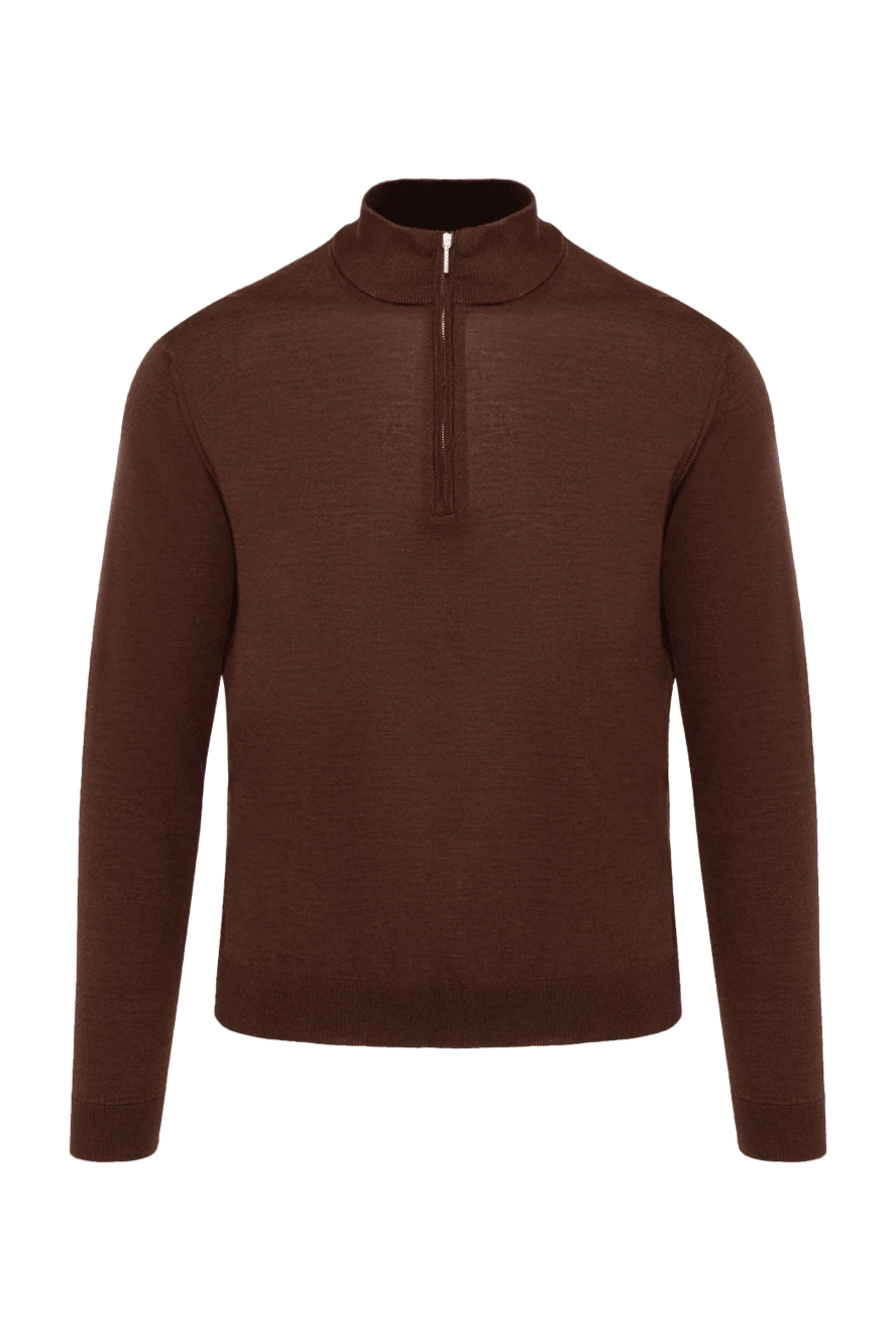 Cesare di Napoli man men's cashmere and silk troyer brown купить с ценами и фото 174797 - photo 1