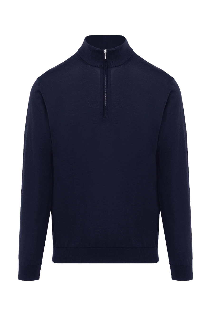 Cesare di Napoli man  men's cashmere and silk troyer blue купить с ценами и фото 174798 - photo 1