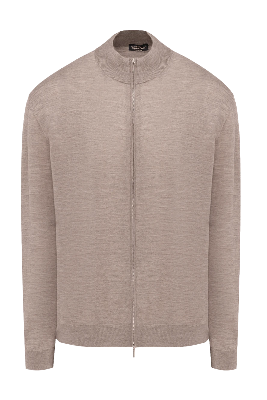 Cesare di Napoli man cashmere and silk cardigan for men, beige купить с ценами и фото 174801 - photo 1