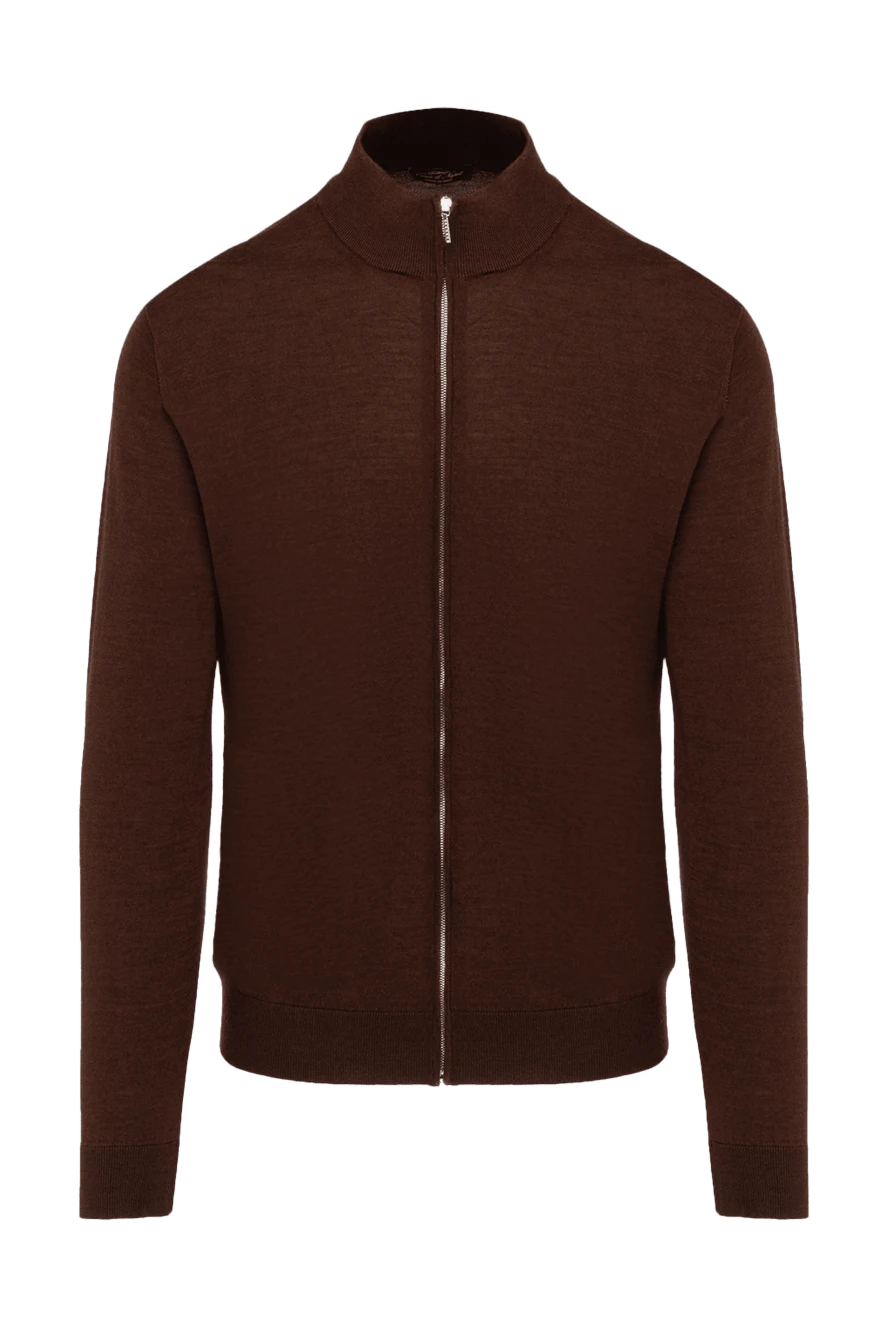 Cesare di Napoli man men's cashmere and silk cardigan brown купить с ценами и фото 174802 - photo 1