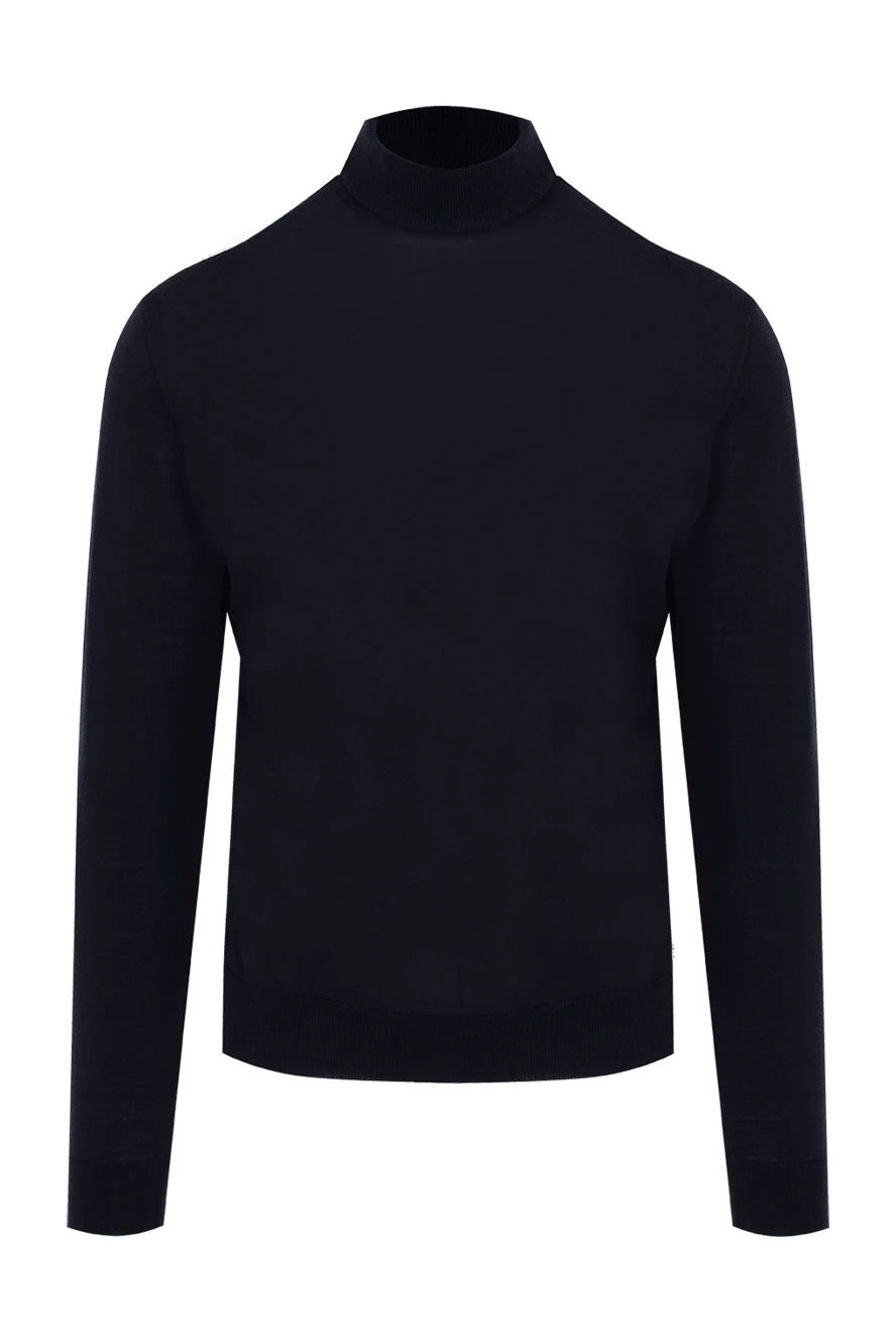 Cesare di Napoli man men's jumper with a high stand-up collar made of wool, blue купить с ценами и фото 174809 - photo 1