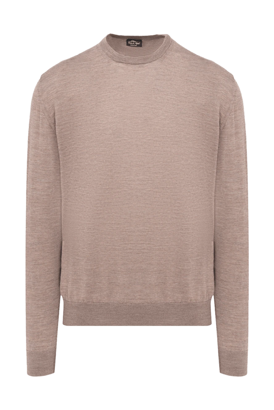 Cesare di Napoli man long sleeve wool jumper for men, beige купить с ценами и фото 174820 - photo 1