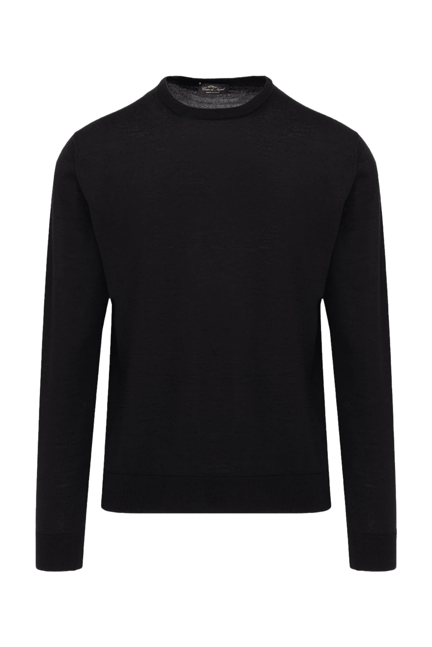 Cesare di Napoli man long sleeve wool jumper for men, black купить с ценами и фото 174821 - photo 1