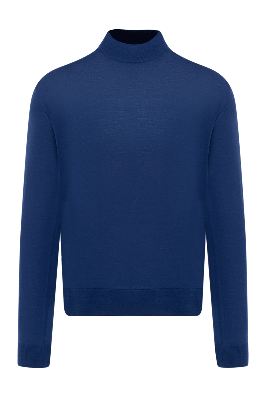 Cesare di Napoli джемпер с высоким воротником-стойкой шерстяной насыщенно-синий приталенный мужской 174824 - фото 1