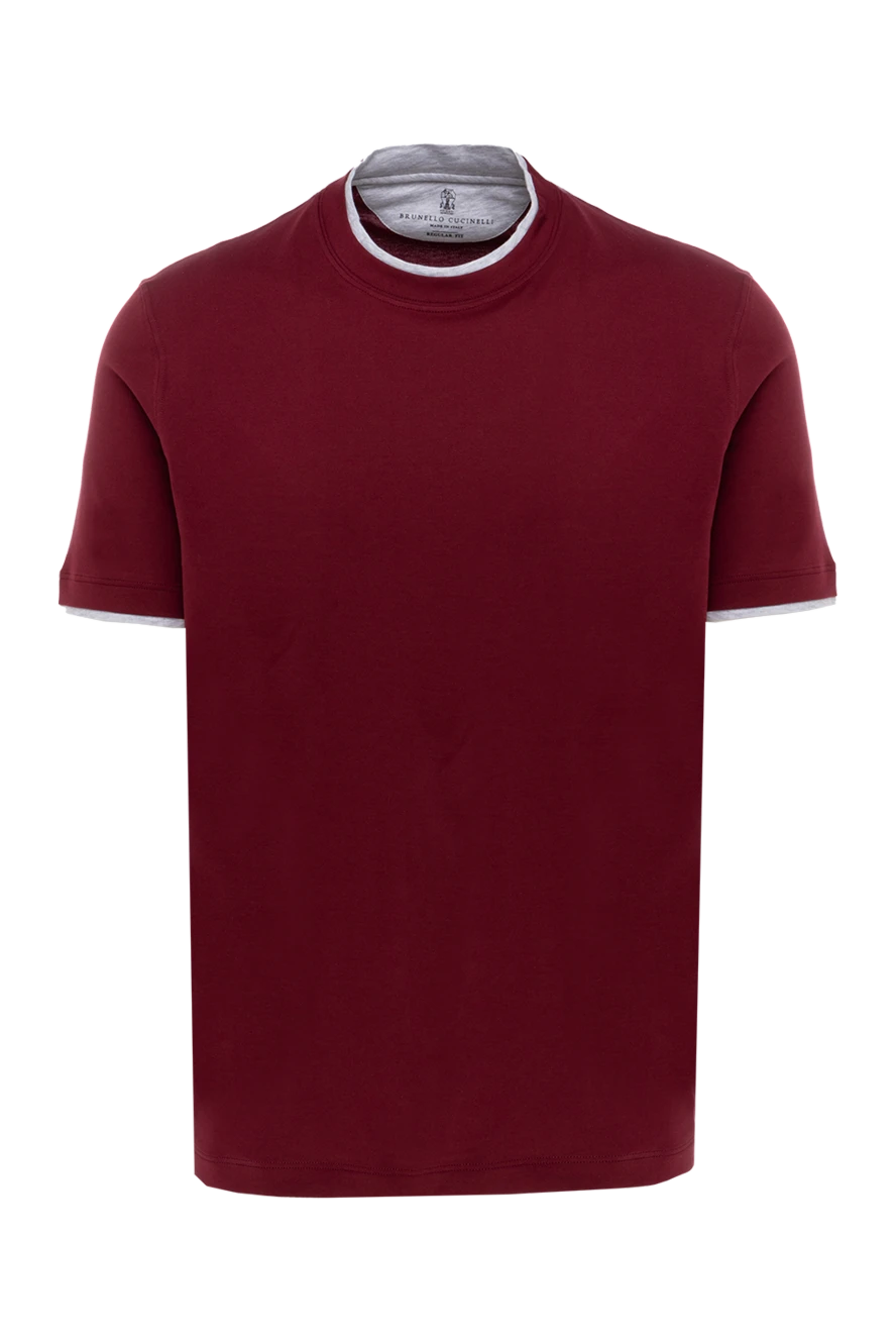 Brunello Cucinelli ерлерге арналған мақта-матадан жасалған футболка, бургундия 174853 - фото 1