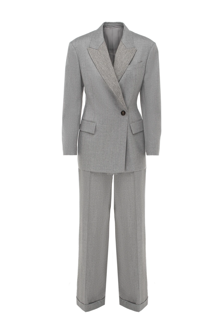 Brunello Cucinelli брючный костюм из шерсти серый женский 174874 - фото 1