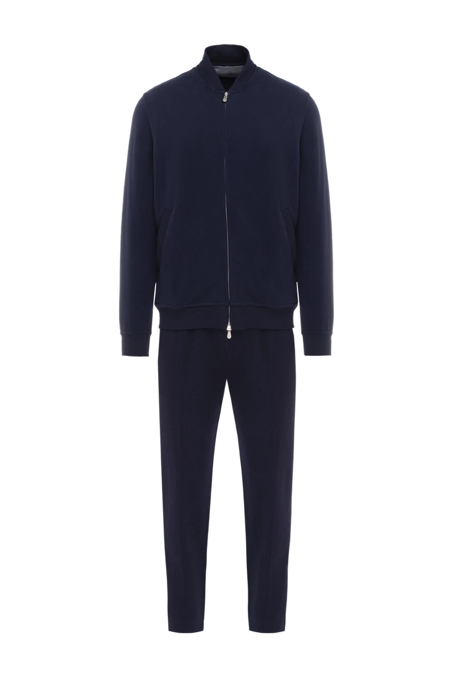 Brunello Cucinelli темно синий костюм из хлопкового трикотажа с воротником стойкой
174930 - фото 1