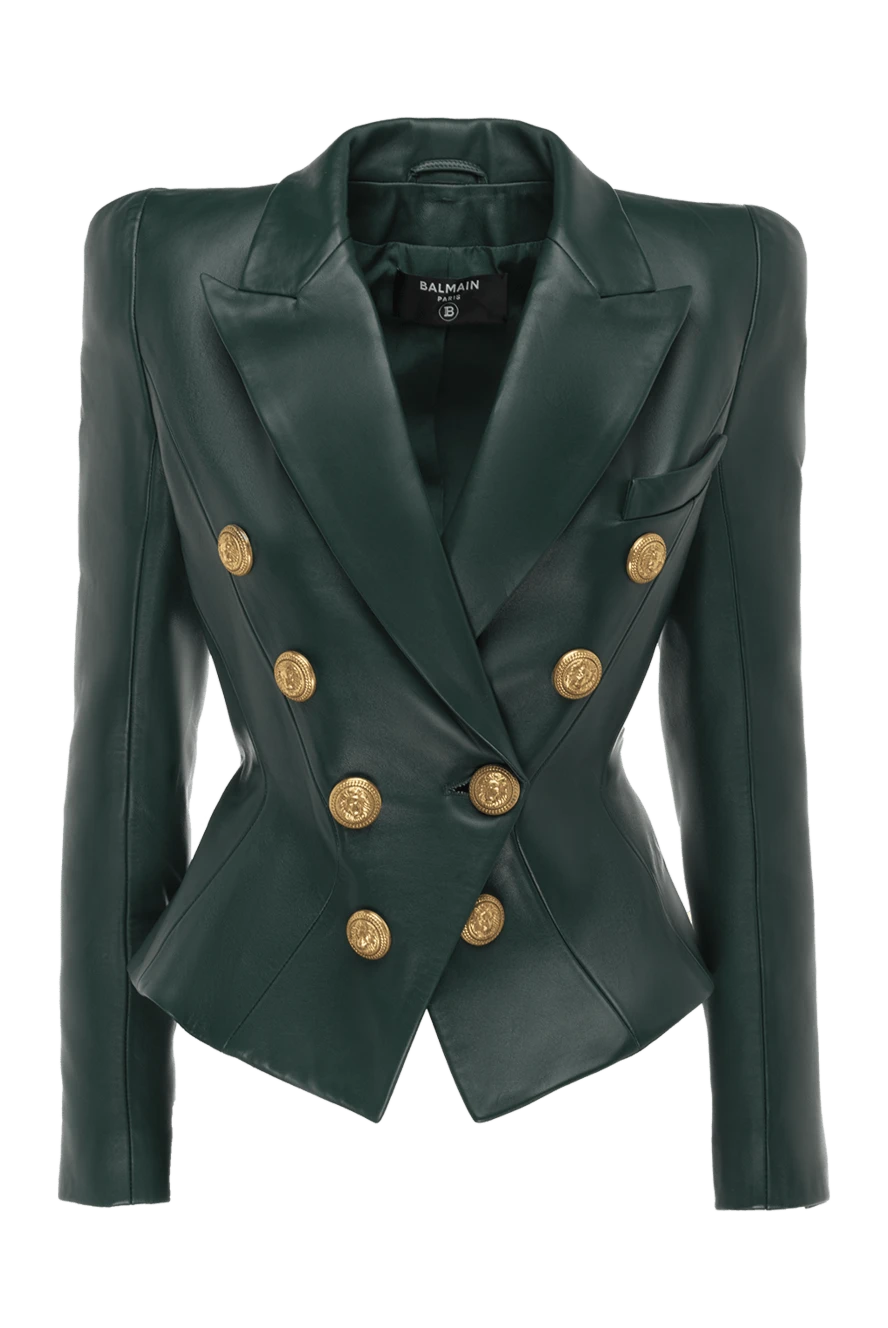 Balmain woman green leather jacket for women купить с ценами и фото 174934 - photo 1