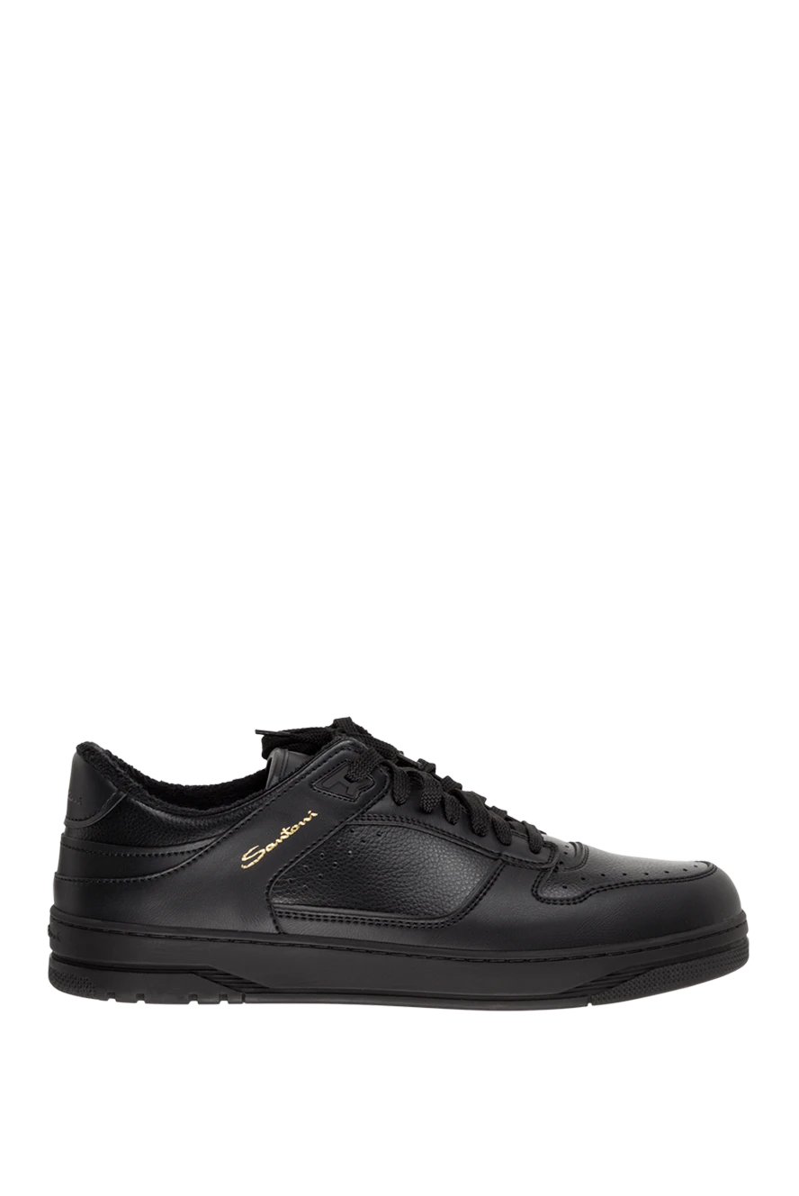 Santoni man black leather sneakers for men купить с ценами и фото 174946 - photo 1