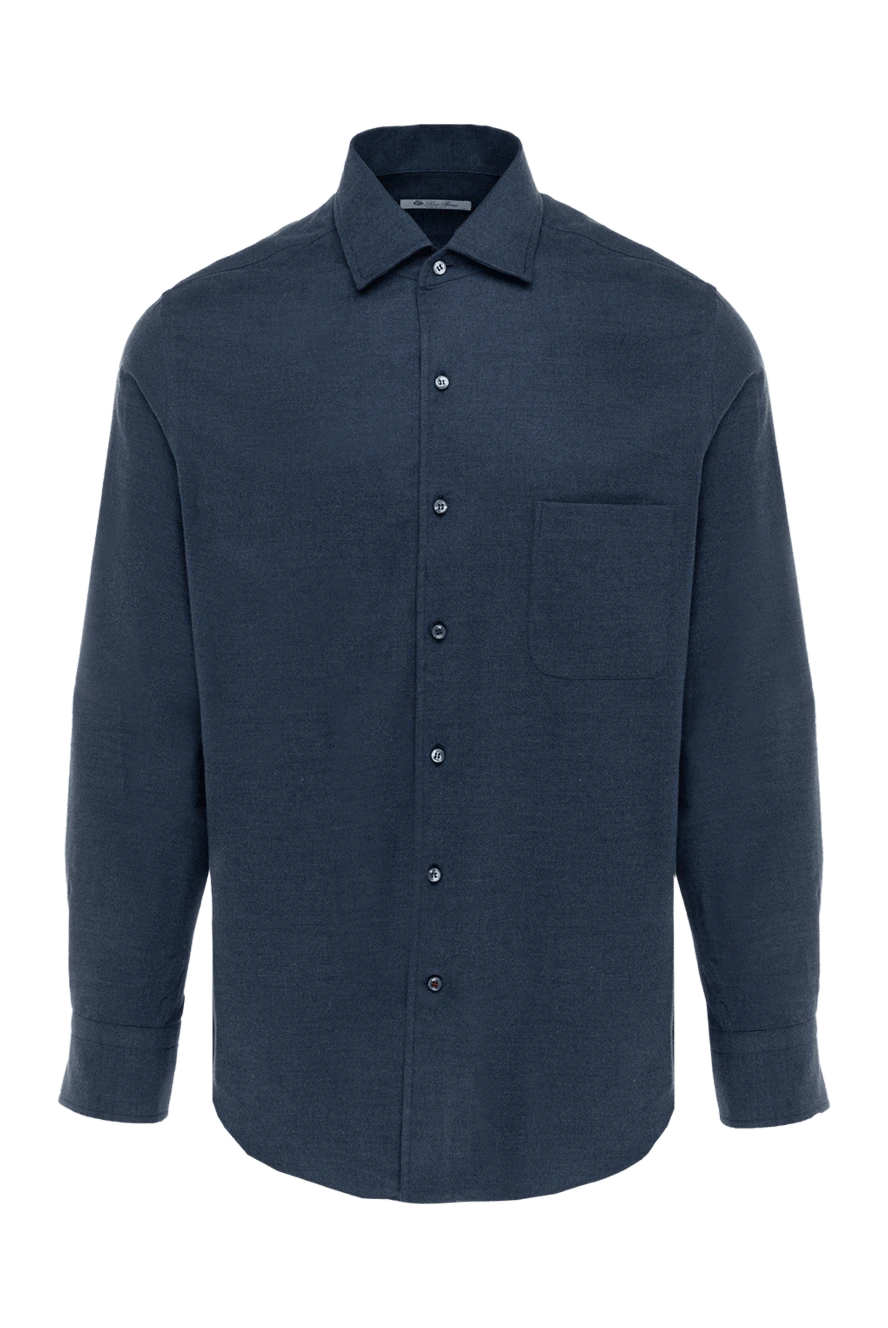 Loro Piana man men's blue cotton shirt купить с ценами и фото 174959 - photo 1