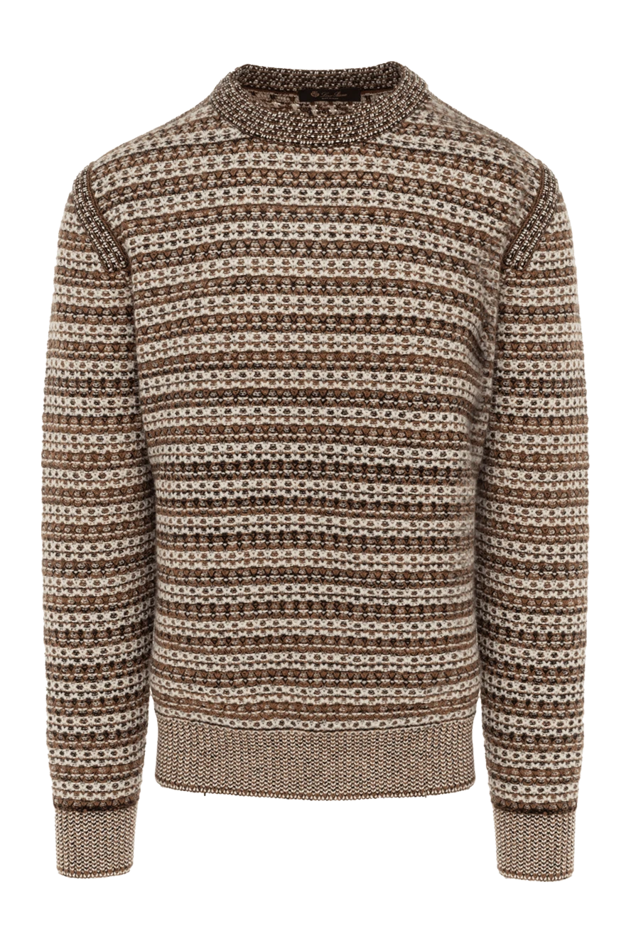 Loro Piana man men's long sleeve cashmere jumper, brown купить с ценами и фото 174960 - photo 1