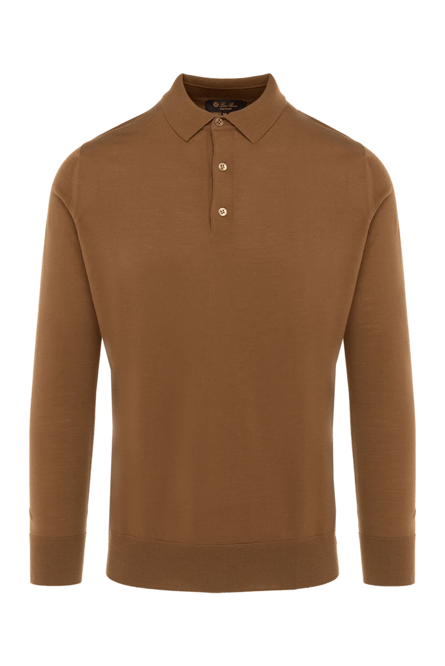 Loro Piana man men's long sleeve wool polo, brown купить с ценами и фото 174967 - photo 1