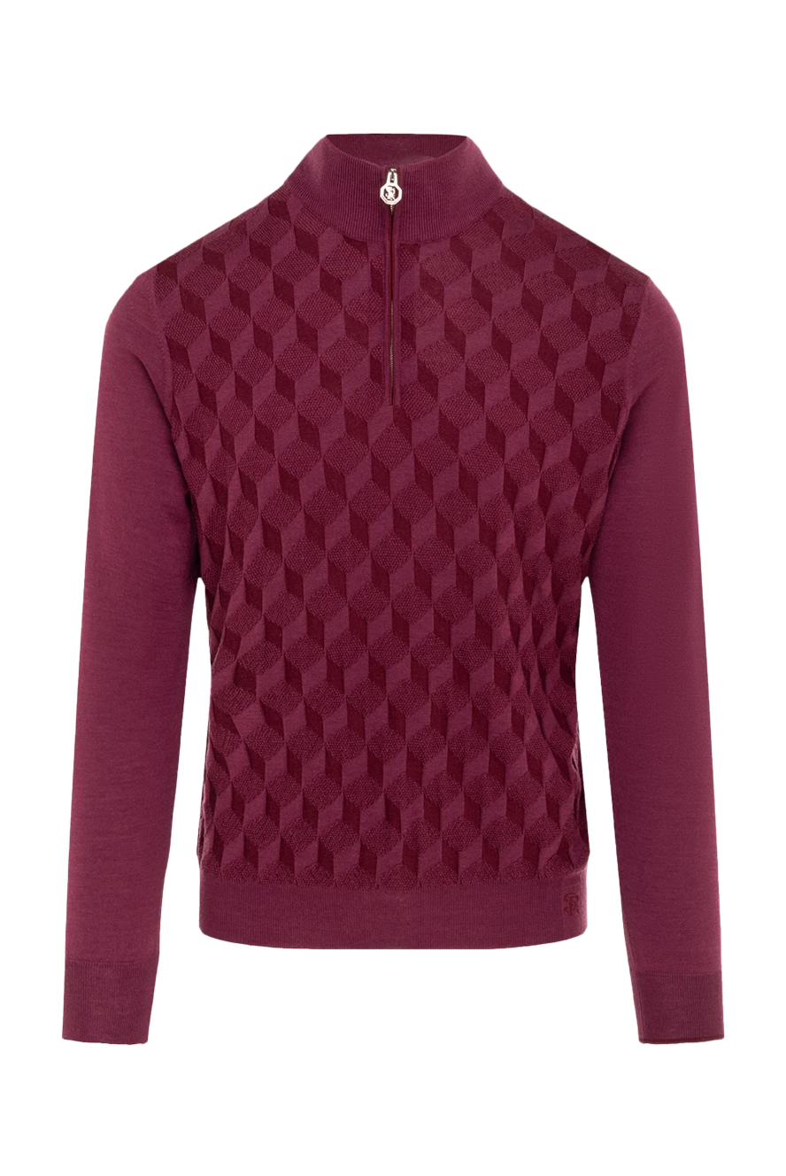 Stefano Ricci тройер из шерсти бордовый с геометрическим рельефным узором 175038 - фото 1