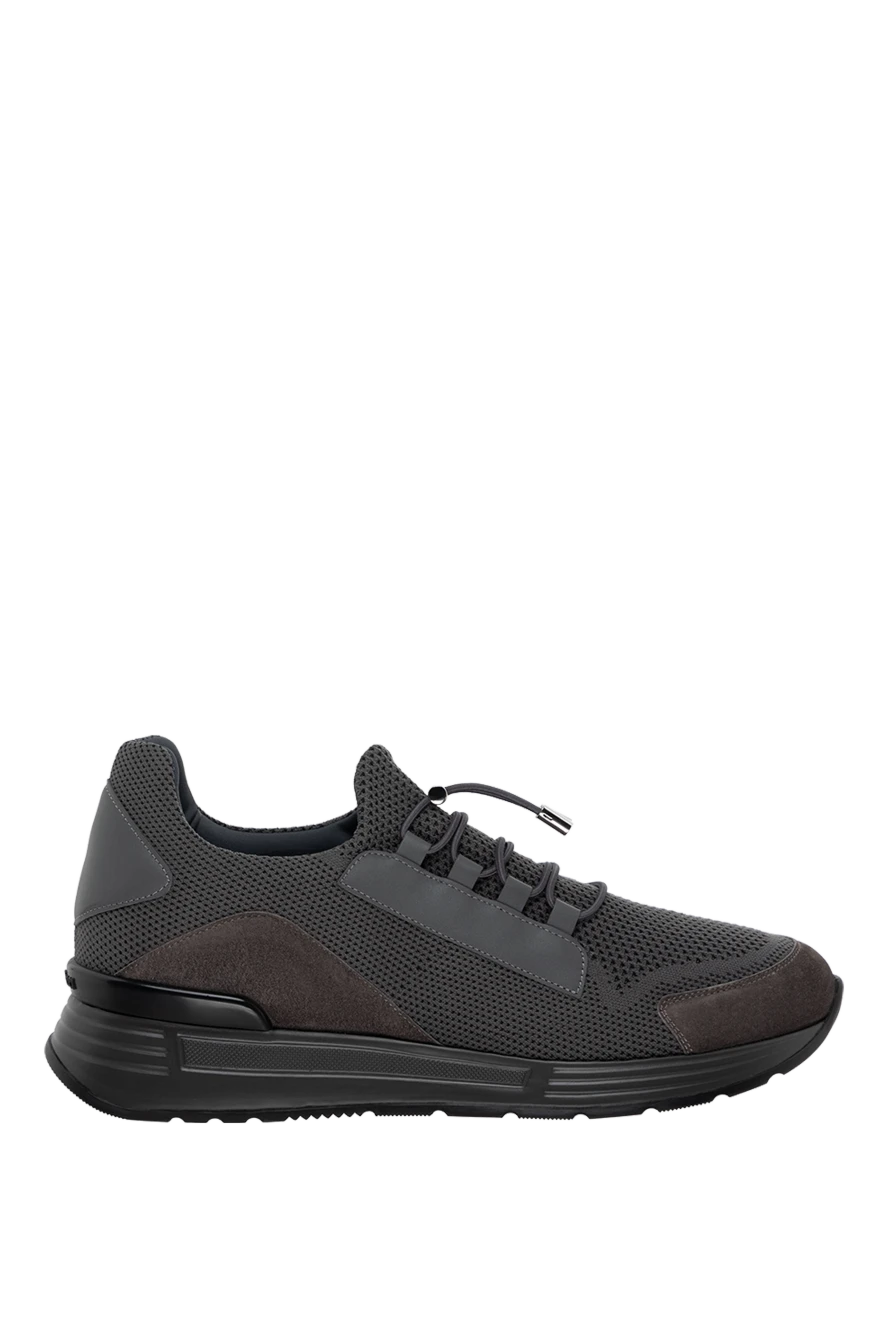 Stefano Ricci кроссовки из кожи и полиэстера серые мужские 175059 - фото 1