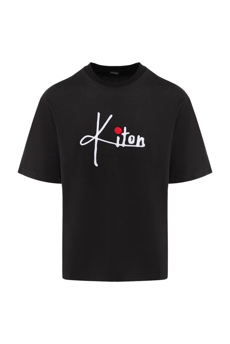 Kiton футболка прямого кроя из хлопка чёрная с контрастной вышивкой
175075 - фото 1