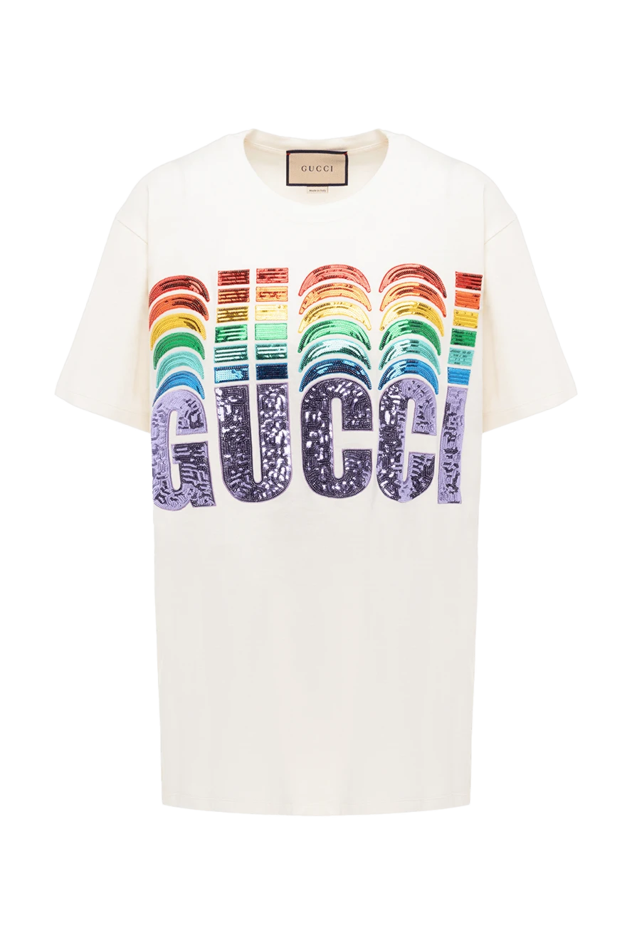 Gucci woman white cotton t-shirt for women купить с ценами и фото 175346 - photo 1