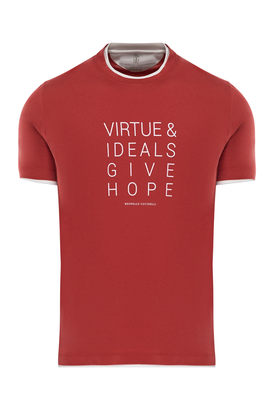 Brunello Cucinelli ерлерге арналған қызыл мақтадан жасалған футболка 175406 - фото 1