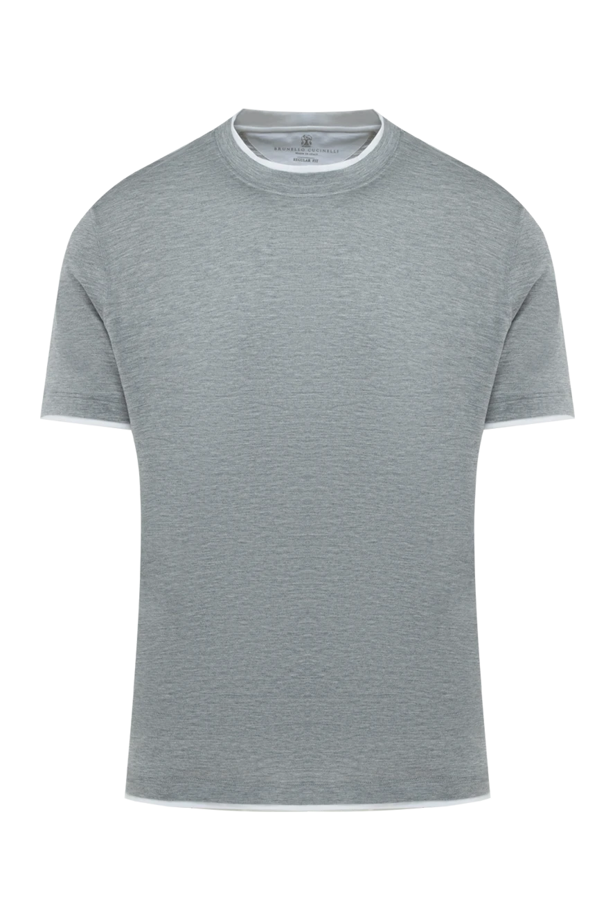 Brunello Cucinelli ерлерге арналған сұр мақта және жібек футболка 175408 - фото 1