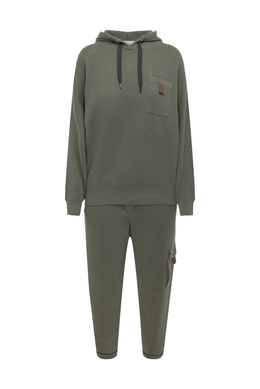 Brunello Cucinelli костюм прогулочный из хлопка зеленый женский 175413 - фото 1