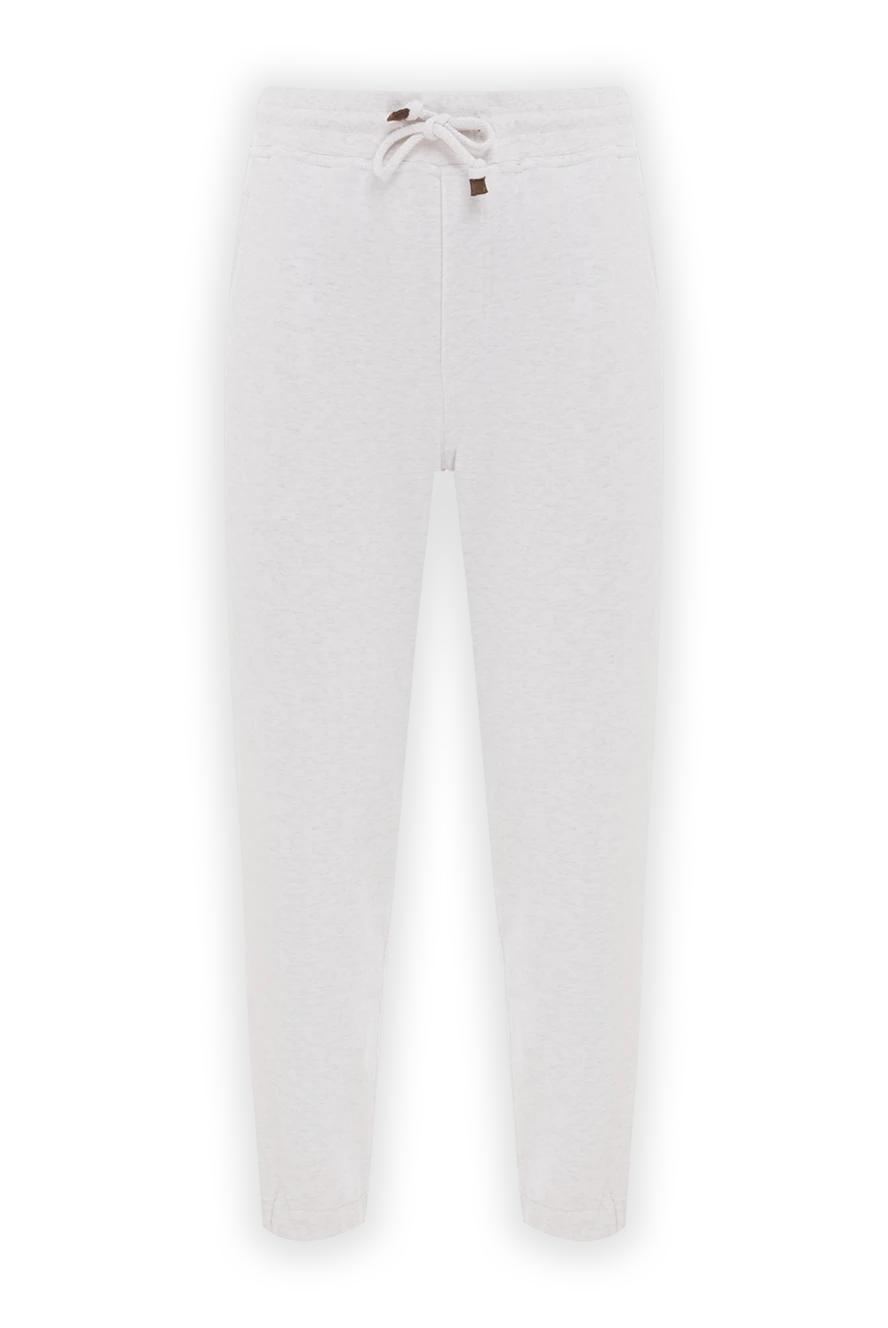 Brunello Cucinelli брюки белые с лампасами из хлопка мужские 175417 - фото 1