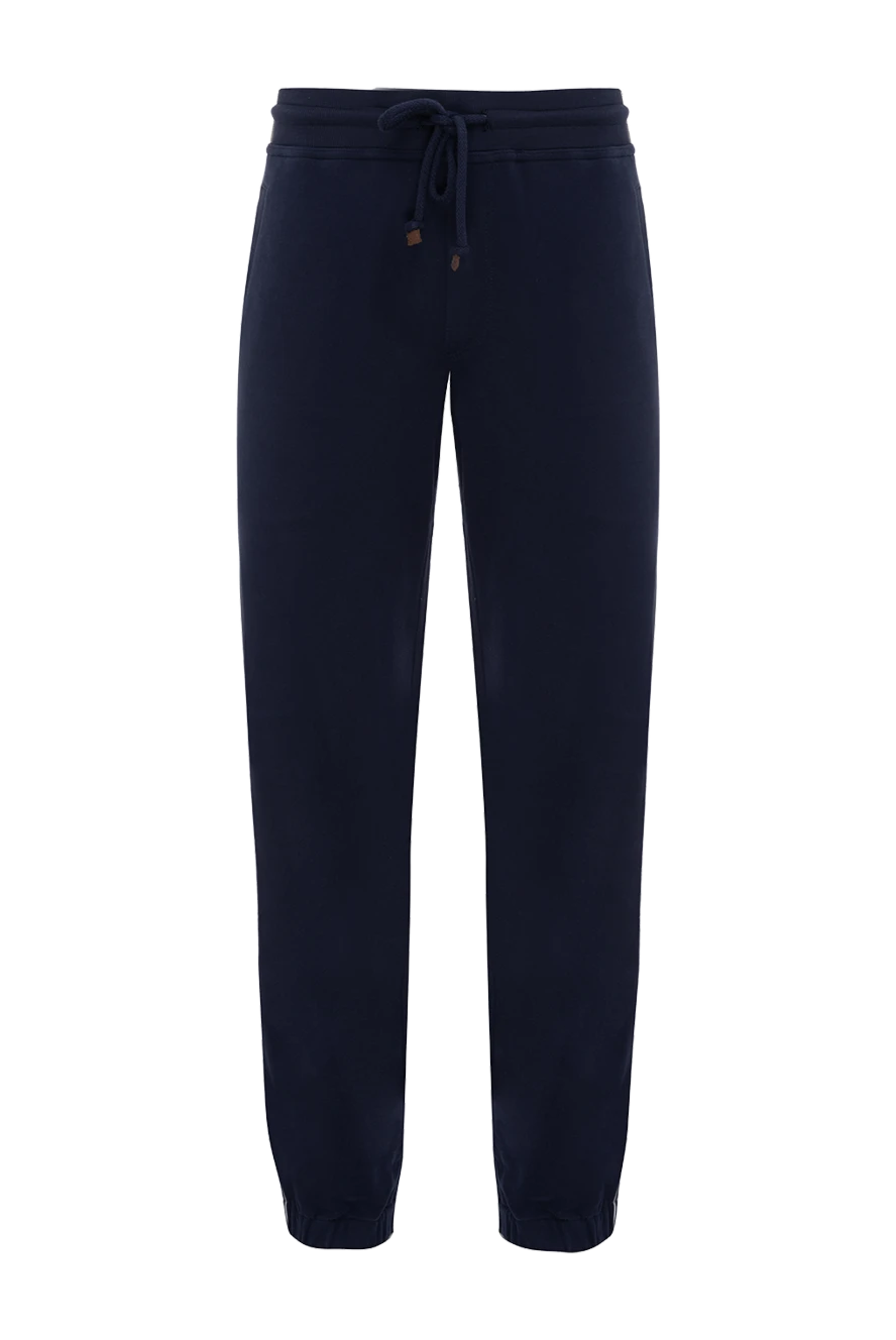 Brunello Cucinelli брюки из хлопкового трикотажа тёмно-синего цвета
175420 - фото 1