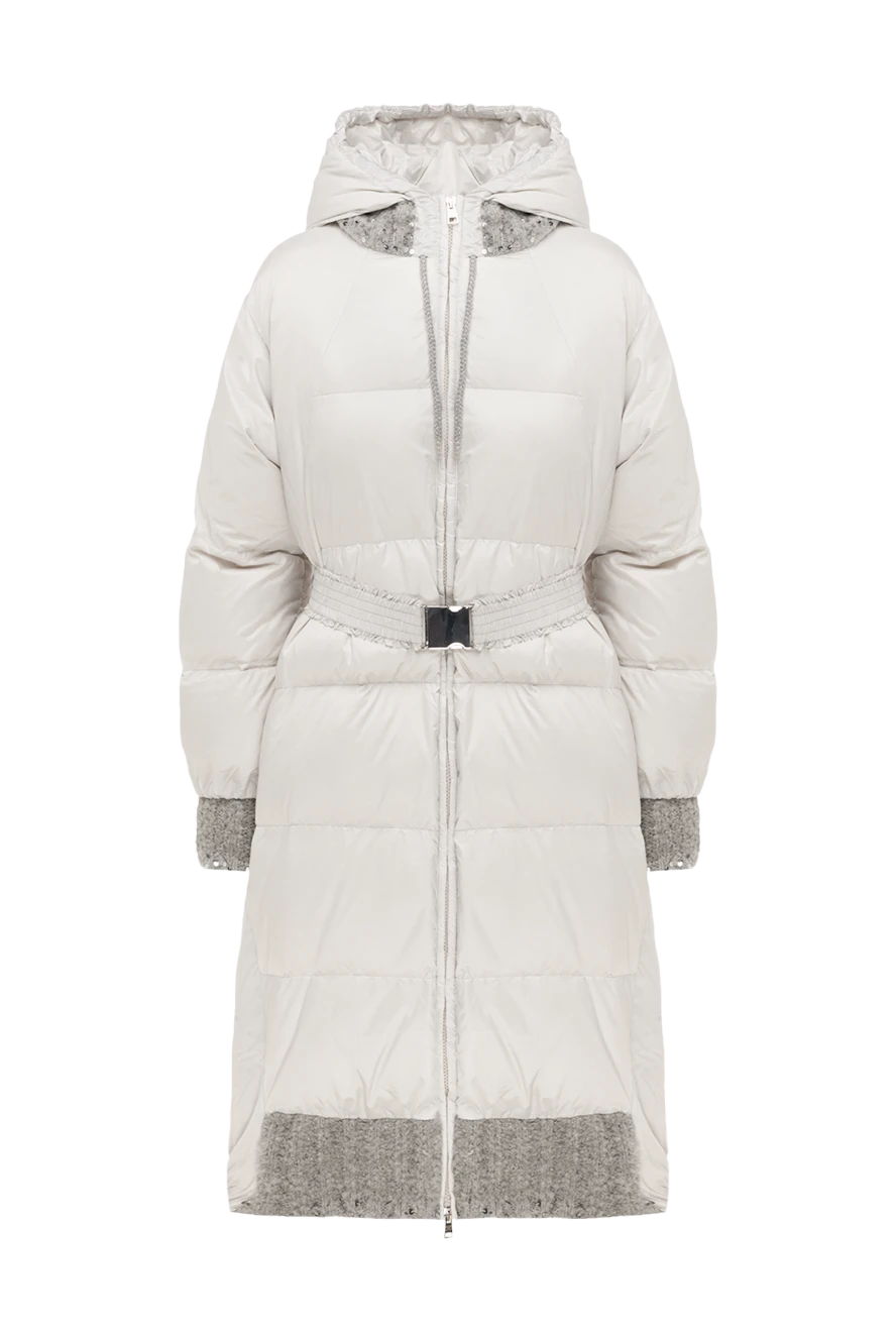 Panicale серый женский пуховик с капюшоном и трикотажной отделкой
175564 - фото 1