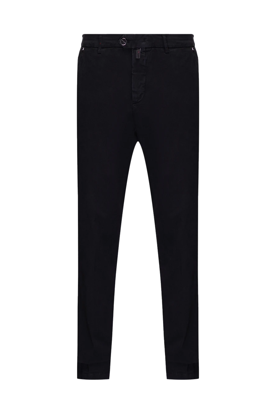Kiton мужские брюки хлопковые темные с классической посадкой 175583 - фото 1
