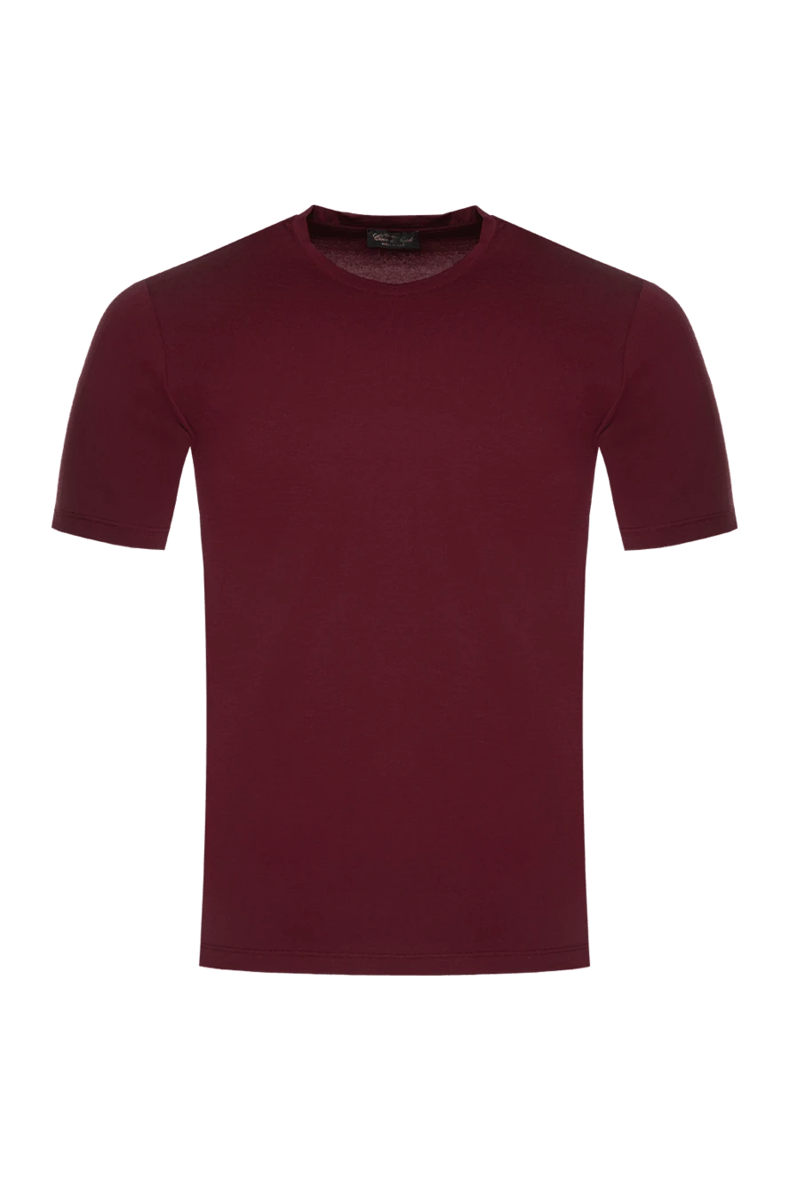 Cesare di Napoli man t-shirt made of cotton and elastane, burgundy for men купить с ценами и фото 175618 - photo 1