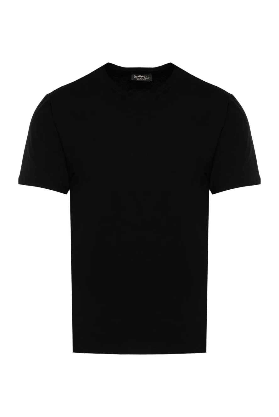 Cesare di Napoli man cotton and elastane t-shirt black for men купить с ценами и фото 175619 - photo 1